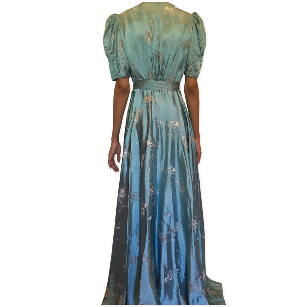 1940's Vintage Damask Silk Gown